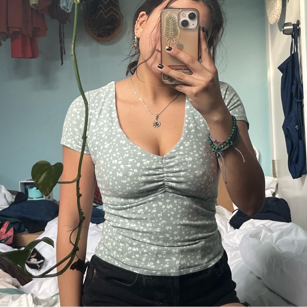 Low cut tight stretchy shirt
